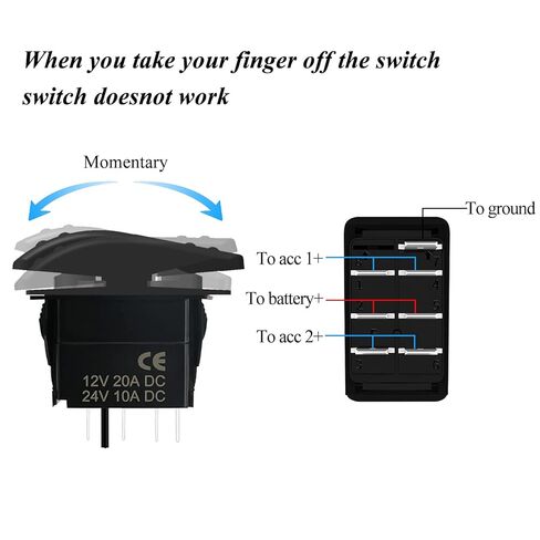 3 طرق للحفاظ على مفتاح الروك زر التبديل الروك 12 فولت 20 أمبير DPDT مفتاح تبديل LED أحمر مزدوج مع سلك توصيل مع ملصقات للسيارات والقوارب البحرية بولاريس RZR UTV ATV RVs in Kuwait