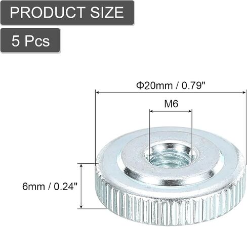 uxcell Knurled Thumb Nuts, M4 Female Thread Thin Type, Zinc-Plated Carbon Steel Knurled Nut Flat Head Through Hole Lock Adjusting Nuts for 3D Printer, 5Pcs in Saudi Arabia