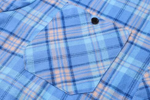 Cromoncent Mens Casual Flannel Shirts Long Sleeve Western Plaid Shirt with Double Chest Pockets,Blue Plaid,Large in Saudi Arabia