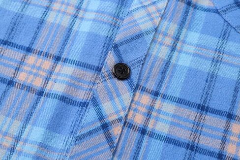 Cromoncent Mens Casual Flannel Shirts Long Sleeve Western Plaid Shirt with Double Chest Pockets,Blue Plaid,Large in Saudi Arabia