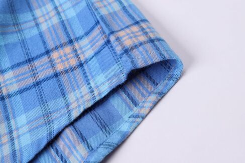Cromoncent Mens Casual Flannel Shirts Long Sleeve Western Plaid Shirt with Double Chest Pockets,Blue Plaid,Large in Saudi Arabia