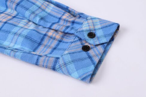 Cromoncent Mens Casual Flannel Shirts Long Sleeve Western Plaid Shirt with Double Chest Pockets,Blue Plaid,Large in Saudi Arabia