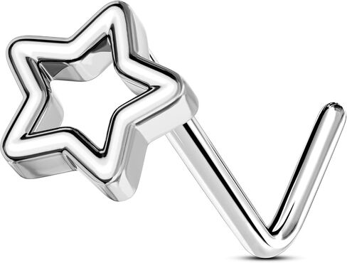 حلقات أنف من التيتانيوم للنساء من OUFER G23، 20 جرام على شكل حرف L، مجوهرات ثقب الأنف الدائرية على شكل نجمة in Saudi Arabia