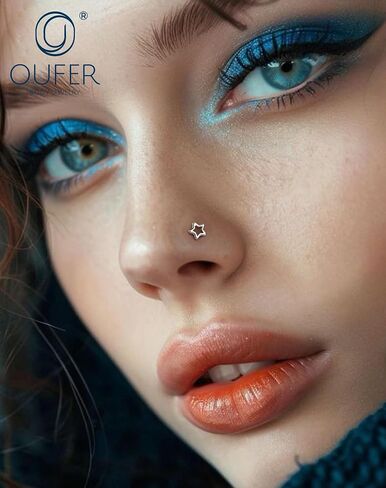 حلقات أنف من التيتانيوم للنساء من OUFER G23، 20 جرام على شكل حرف L، مجوهرات ثقب الأنف الدائرية على شكل نجمة in Saudi Arabia