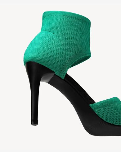 صنادل نسائية بمقدمة مفتوحة - تصميم أنيق بكعب ستيليتو مع جزء علوي شبكي مسامي، صنادل كاجوال مرنة مريحة للارتداء اليومي in Kuwait