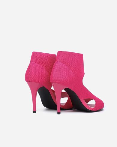 Women's Retro Peep Toe Sandals - Elegant Stiletto Heel Design with Breathable Mesh Knit Upper, Comfortable Elastic Casual Sandals for Daily Wear in Saudi Arabia