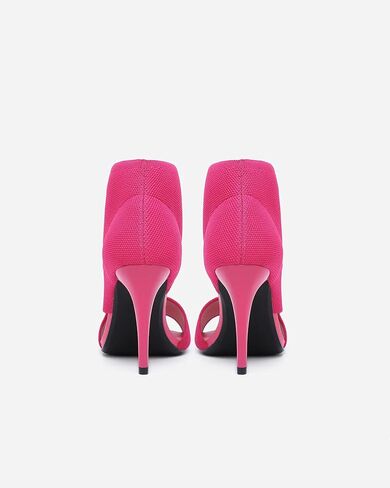 Women's Retro Peep Toe Sandals - Elegant Stiletto Heel Design with Breathable Mesh Knit Upper, Comfortable Elastic Casual Sandals for Daily Wear in Saudi Arabia