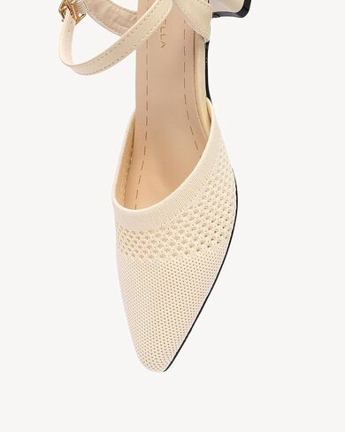 Women's Knit Pointed Toe Chunky Heel Sandals - Chunky Block Heel Summer Shoes, Breathable Sandals for Business and Daily Wear in Saudi Arabia
