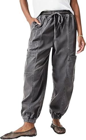 سراويل طيور النحام النسائية ذات الساق المستقيمة عالية الارتفاع برميل الساق البضائع الرباط جيوب متعددة اقتصاص بنطال رياضي in Kuwait