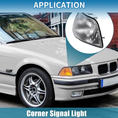 مصباح إشارة الانعطاف الشفاف مصباح إشارة الزاوية الأمامية اليسرى واليمنى المتين لسيارة BMW E36 3 Series 1992-1998 لون فضي معدني بلاستيكي (مجموعة من 2) in Saudi Arabia