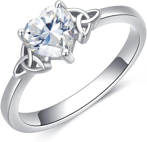 DIYA 1CT Moissanite Heart/Square Celtic Rings for Women 925 Sterling Silver Celtic Knot Engagement Wedding Band Promise Anniversary Valentine's Day Christmas Jewelry Gifts for Her Wife Size 6-9 in Saudi Arabia