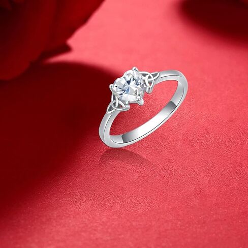 DIYA 1CT Moissanite Heart/Square Celtic Rings for Women 925 Sterling Silver Celtic Knot Engagement Wedding Band Promise Anniversary Valentine's Day Christmas Jewelry Gifts for Her Wife Size 6-9 in Saudi Arabia