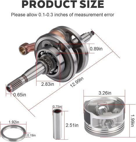 Engine End Rebuild Kit Crankshaft STD Piston + Ring W/Gaskets Compatible with Yamaha Warrior 350 YFM350X 1987-2004 in Saudi Arabia