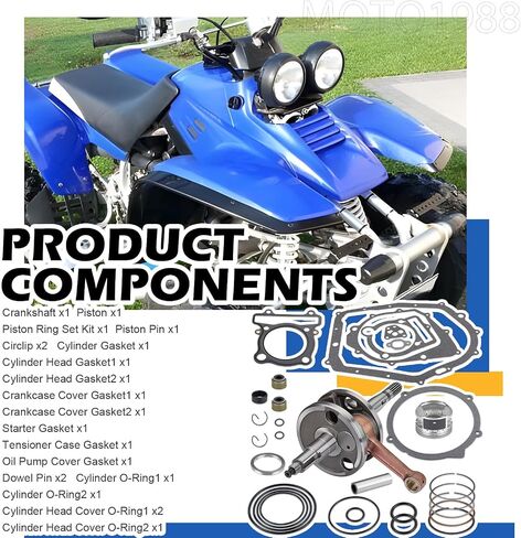 Engine End Rebuild Kit Crankshaft STD Piston + Ring W/Gaskets Compatible with Yamaha Warrior 350 YFM350X 1987-2004 in Saudi Arabia