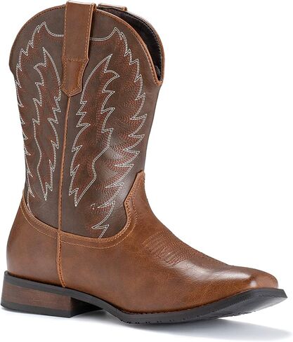 Cowboy Boots For Men Western Square Toe Classic Embroidered Durable Slip on Boots in Saudi Arabia