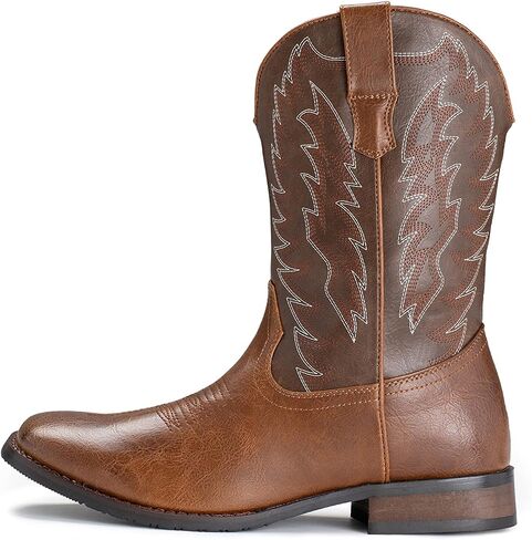 Cowboy Boots For Men Western Square Toe Classic Embroidered Durable Slip on Boots in Saudi Arabia