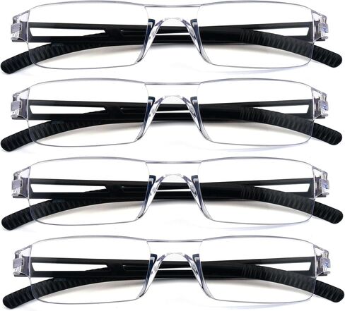 Pack 4 Rimless Reading Glasses,Blue Light Clear Frames Reader Lightweight for Men and Women in Kuwait