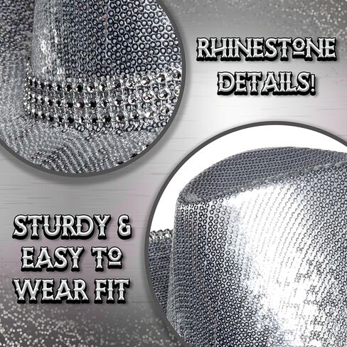 UNDERWRAPS Metallic Rhinestone Cowboy Hat - Cowboy Hats for Men and Women, Western Costume Accessories, 4th Of July Hat, Music Festival (One Size Fits Most) in Saudi Arabia