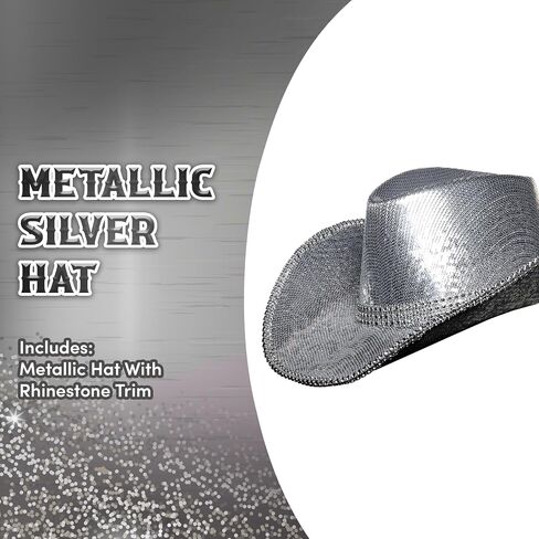 UNDERWRAPS Metallic Rhinestone Cowboy Hat - Cowboy Hats for Men and Women, Western Costume Accessories, 4th Of July Hat, Music Festival (One Size Fits Most) in Saudi Arabia