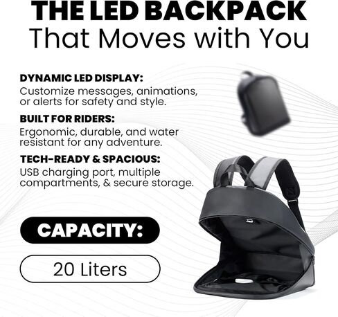 Led Motorcycle Backpack for Men - Led Display Backpack for Travel and Daily Use - Gift for Men & Women in Saudi Arabia