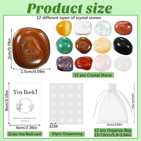 24 Sets You Rock Gifts Crystal Healing Stone with Cards Organza Bags for Employee Coworkers Staff Appreciation Party Thank You Mini Small Gifts Figures for Students Team Adult (Inspirational) in Saudi Arabia