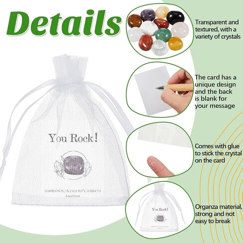 24 Sets You Rock Gifts Crystal Healing Stone with Cards Organza Bags for Employee Coworkers Staff Appreciation Party Thank You Mini Small Gifts Figures for Students Team Adult (Inspirational) in Saudi Arabia
