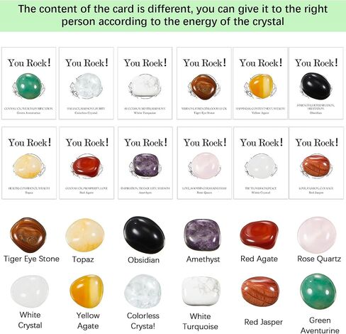 24 Sets You Rock Gifts Crystal Healing Stone with Cards Organza Bags for Employee Coworkers Staff Appreciation Party Thank You Mini Small Gifts Figures for Students Team Adult (Inspirational) in Saudi Arabia
