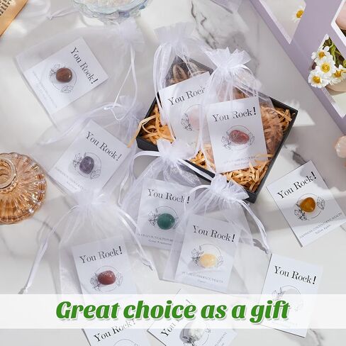 24 Sets You Rock Gifts Crystal Healing Stone with Cards Organza Bags for Employee Coworkers Staff Appreciation Party Thank You Mini Small Gifts Figures for Students Team Adult (Inspirational) in Saudi Arabia