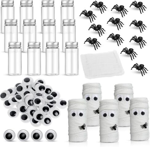 Soulchen 12 Pcs Halloween Plastic Candy Tubes Set with Mini Witch Hat Mini Brooms Halloween Candy Jars Potion Bottles with Lids for DIY Crafts Gift(Small) in Saudi Arabia