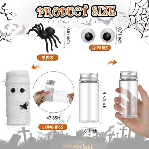 Soulchen 12 Pcs Halloween Plastic Candy Tubes Set with Mini Witch Hat Mini Brooms Halloween Candy Jars Potion Bottles with Lids for DIY Crafts Gift(Small) in Saudi Arabia