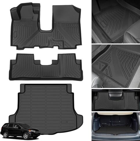 Floor Mats & Cargo Liner for Honda CRV 2007 2008 2009 2010 2011, Custom Fit TPE Waterproof Anti-Slip 1st & 2nd Row & Trunk Liner Mats Accessories for Honda CR-V 2011 in Saudi Arabia