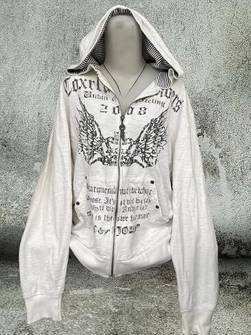 Streetwear Jacket Y2k Grunge Zip Up Hoodie Women Men Oversized Emo Goth 2000s Graphic Hoodie Baggy Sweatshirts in Saudi Arabia
