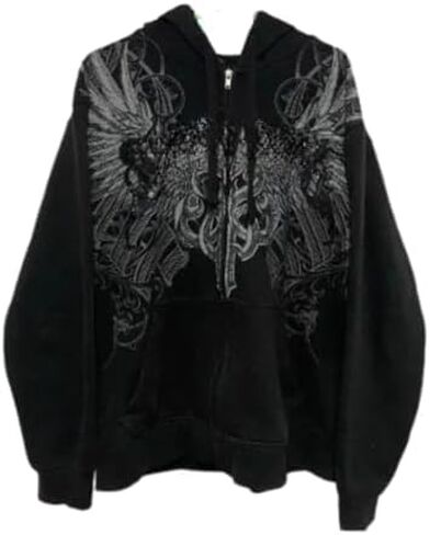 Streetwear Jacket Y2k Grunge Zip Up Hoodie Women Men Oversized Emo Goth 2000s Graphic Hoodie Baggy Sweatshirts in Saudi Arabia