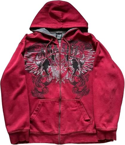 Streetwear Jacket Y2k Grunge Zip Up Hoodie Women Men Oversized Emo Goth 2000s Graphic Hoodie Baggy Sweatshirts in Saudi Arabia