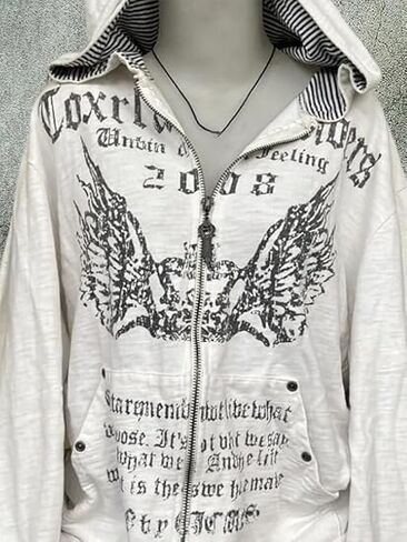Streetwear Jacket Y2k Grunge Zip Up Hoodie Women Men Oversized Emo Goth 2000s Graphic Hoodie Baggy Sweatshirts in Saudi Arabia