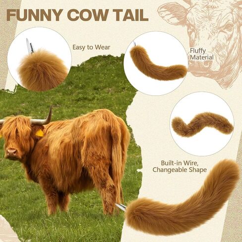 Janinka Halloween Highland Cow Costume for Kid Aldult with Bull Horn Headband Tail Nose Bow Tie for Halloween Cosplay Party in Saudi Arabia