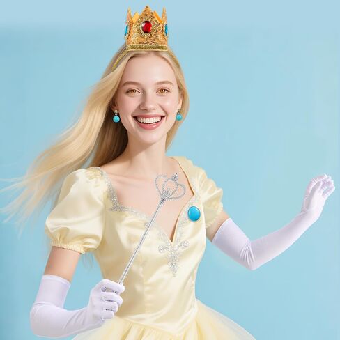 إبداعات Spooktacular 5 قطع من إكسسوارات تاج الأميرة، مجموعة زي الأميرة مع عصابة رأس تاج وعصا وقفازات وأقراط وعصا بروش للنساء في حفلات الهالوين التنكرية in Saudi Arabia