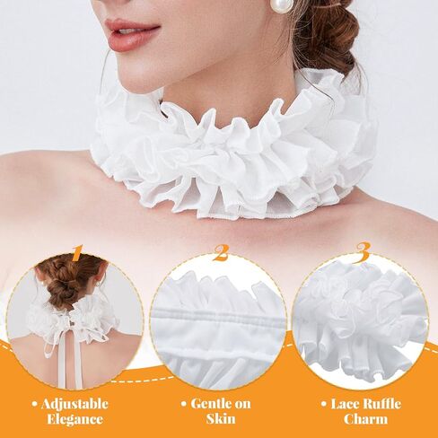 Vintage White Clown Collar and Cuffs Set Detachable Lace Ruffled Jester Neck Accessory for Women Halloween Party Costume in Saudi Arabia