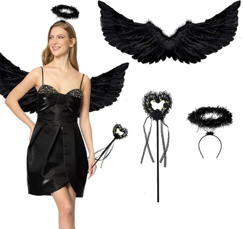 Angle Wings, Angel Wings Costume Women Girls Kids Accessories with Halo Headband and Wand for Halloween Party Cosplay in Kuwait