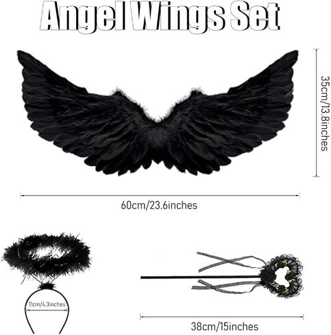 Angle Wings, Angel Wings Costume Women Girls Kids Accessories with Halo Headband and Wand for Halloween Party Cosplay in Kuwait