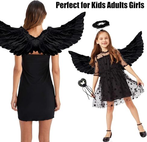 Angle Wings, Angel Wings Costume Women Girls Kids Accessories with Halo Headband and Wand for Halloween Party Cosplay in Kuwait