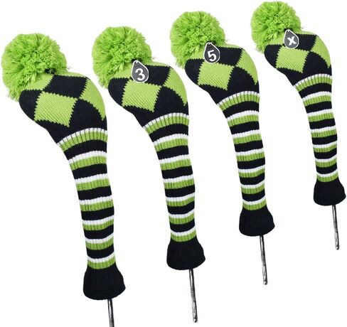 4 Pieces Stripes Knitted Golf Club Head Covers 1 3 5 X Driver and Fairway Wood2 and Hybrid(UT) in Kuwait