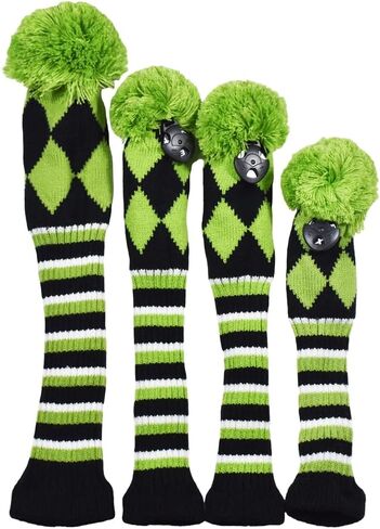 4 Pieces Stripes Knitted Golf Club Head Covers 1 3 5 X Driver and Fairway Wood2 and Hybrid(UT) in Kuwait