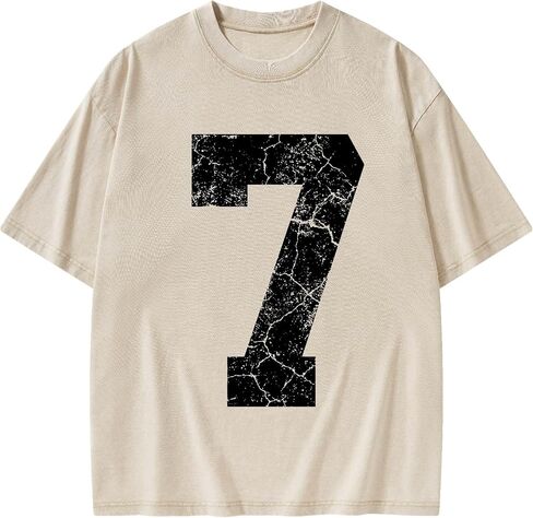 Graphic Tees Summer Novelty Women Men Cotton Oversized Seven Number Element Christian Washed T-Shirt in Kuwait