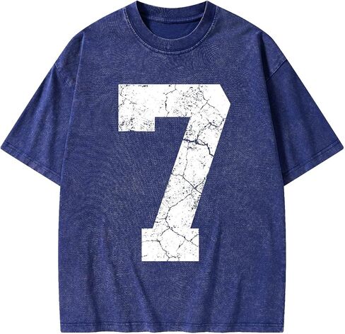 Graphic Tees Summer Novelty Women Men Cotton Oversized Seven Number Element Christian Washed T-Shirt in Kuwait