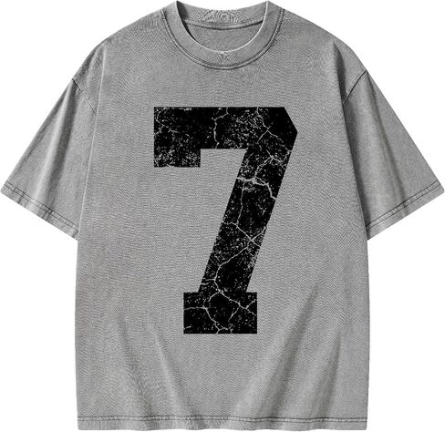 Graphic Tees Summer Novelty Women Men Cotton Oversized Seven Number Element Christian Washed T-Shirt in Kuwait