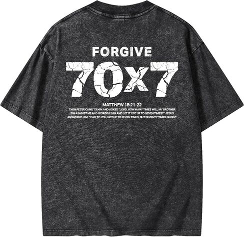 Graphic Tees Summer Novelty Women Men Cotton Oversized Seven Number Element Christian Washed T-Shirt in Kuwait
