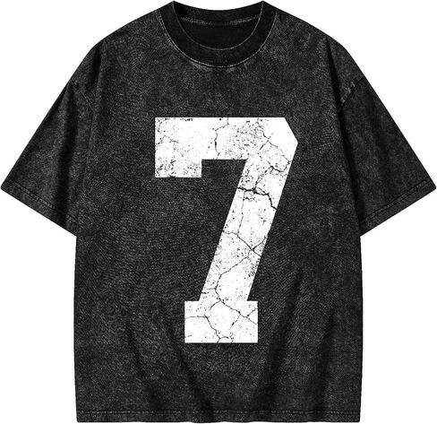 Graphic Tees Summer Novelty Women Men Cotton Oversized Seven Number Element Christian Washed T-Shirt in Kuwait