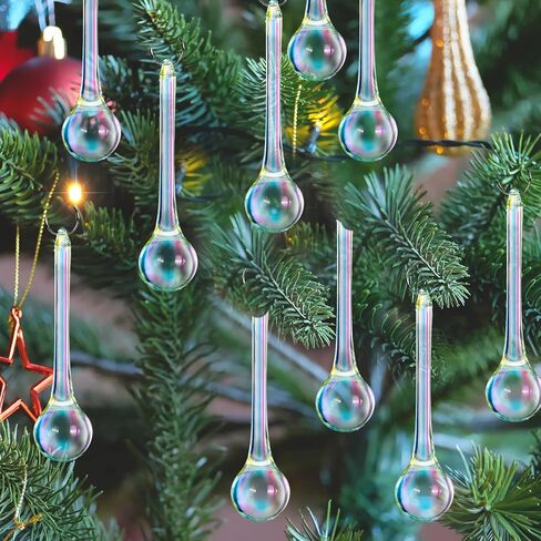 Whaline 40Pcs Crystal Hanging Ornaments 3 Inch Clear Teardrop Chandelier Decor Glass Hanging Ornaments for Christmas Tree Decorations Party Home Decor in Saudi Arabia