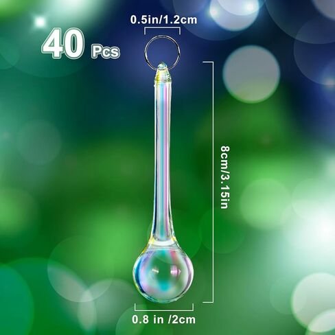 Whaline 40Pcs Crystal Hanging Ornaments 3 Inch Clear Teardrop Chandelier Decor Glass Hanging Ornaments for Christmas Tree Decorations Party Home Decor in Saudi Arabia